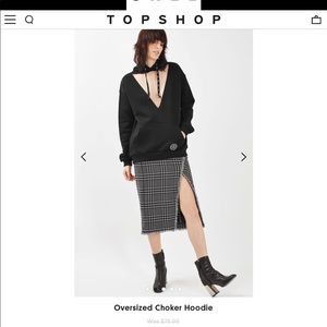 Sold Out Topshop ESC Oversized Choker Hoodie Black
